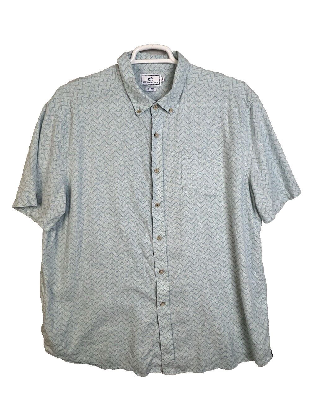Southern Tides Button Front Shirt Men's XXL Linen Blend Blue Preppy Beach Casual
